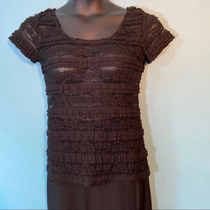 💥5/$25 Le chateau women’s black layered lace top‎ in size medium